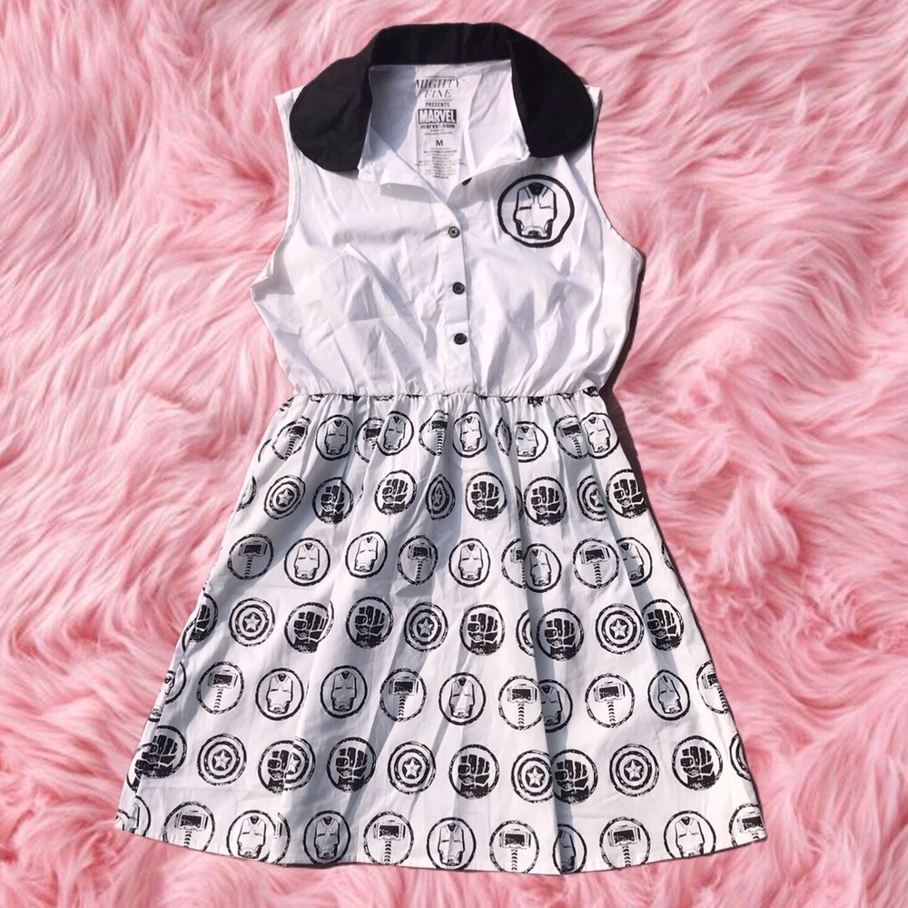 NWOT black and white Marvel Avengers skater dress
